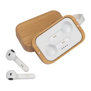 Inearphones in a bomboo box