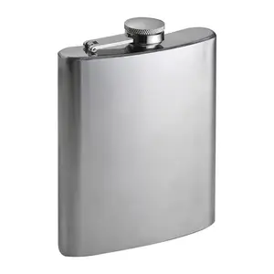 Stainless metal hip flask, 237 ml