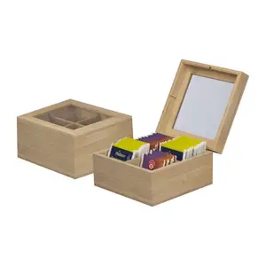 Wooden tea box with glass lid