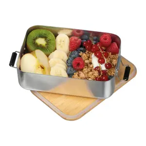 Stainless steel lunchbox with bamboo lid 